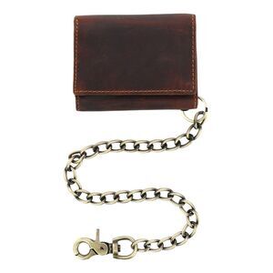 Cazoro Men's RFID Vintage Leather Trifold Chain Wallet